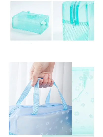 1 Pc PVC Transparent Cosmetic Bag Clear Makeup Bag for Women Girl Waterproof Zipper Beauty Case Travel Handbag Toiletry Bags