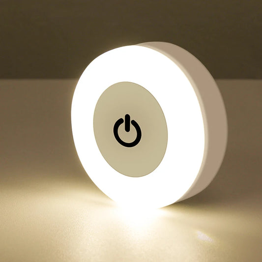 Luz Noturna LED com Sensor de Toque e Economia de Energia – Recarregável via USB, Magnética e Portátil – Ideal para Quartos e Corredores