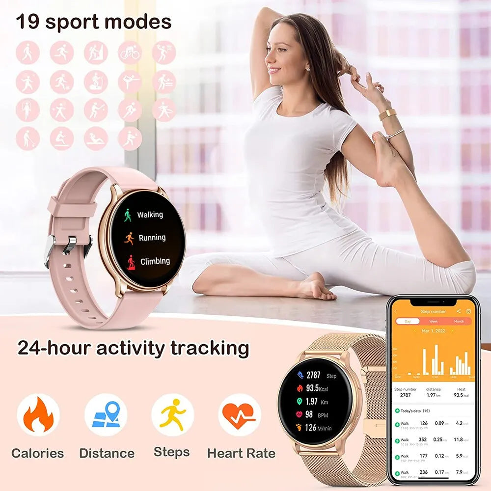 MEVADEN 1.32 inch Female Fashion Smart Watch Bluetooth Call Women Sport Fitness Tracker Health Monitor Smartwatch for Ladies Y22