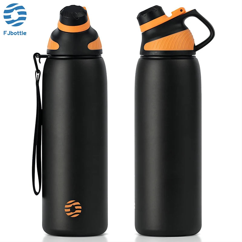 Termo FEIJIAN con tapa magnética para deportes al aire libre, botella de agua de acero inoxidable, mantiene el frío, termo aislado al vacío de 1000 ml