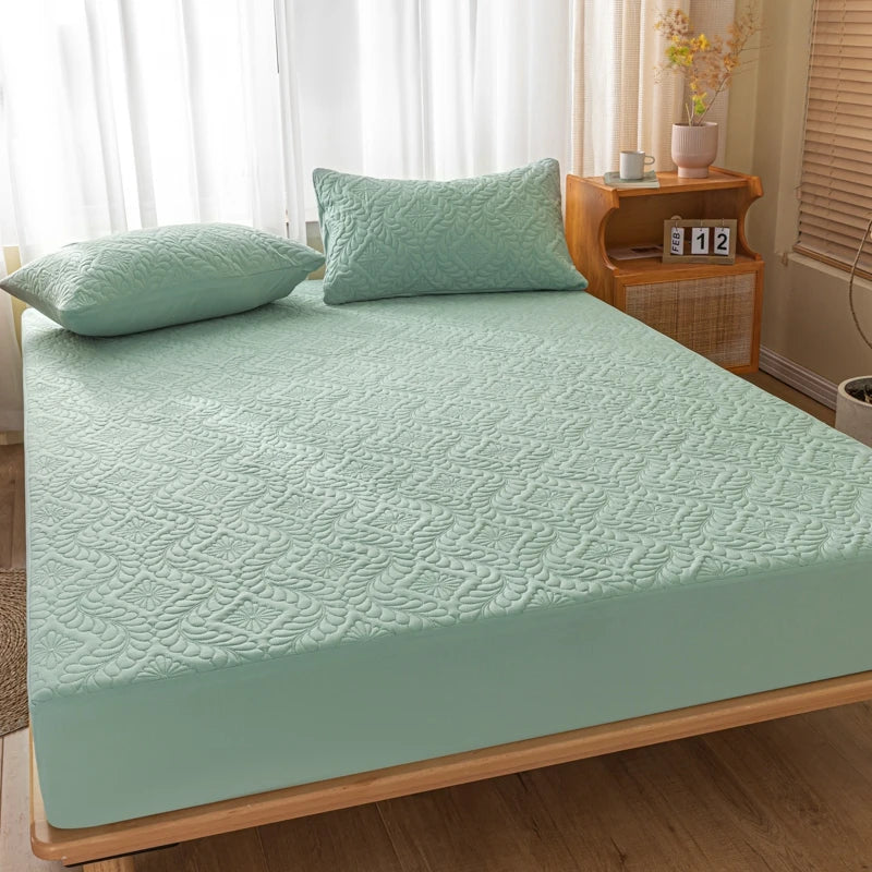 Waterproof Quilted Mattress Cover - Cotton Top, Antibacterial Fiber Fill, TPU Waterproof Layer - A-Class Health Standard