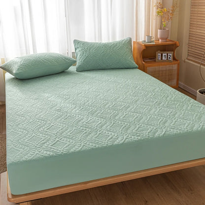 Waterproof Quilted Mattress Cover - Cotton Top, Antibacterial Fiber Fill, TPU Waterproof Layer - A-Class Health Standard