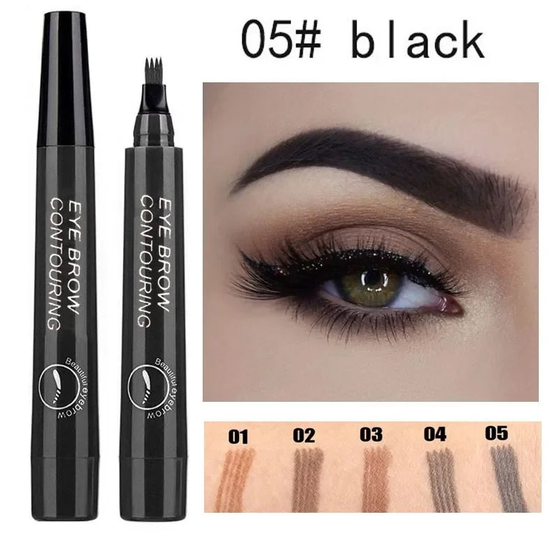 4 Point Eyebrow Pencil Waterproof Liquid Eyebrow Pen Makeup Long Lasting 4 Fork Tip Brow Pen Cosmetic Microblade Brow Pencil