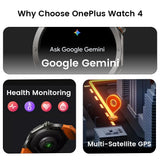 Smartwatch OnePlus Watch 4 – Tela LTPO AMOLED, GPS Dual, Resistência Militar e Bateria de Longa Duração