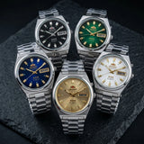 Relógio masculino automático vintage 36mm mostrador champagne em aço inox