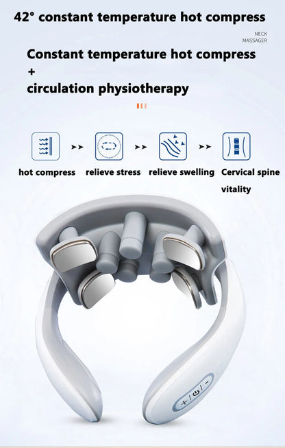 Smart Neck Massage Instrument Portable Shoulder Neck Massage Cervical Vertebra Health Care Vibrator Heating Compress Massage