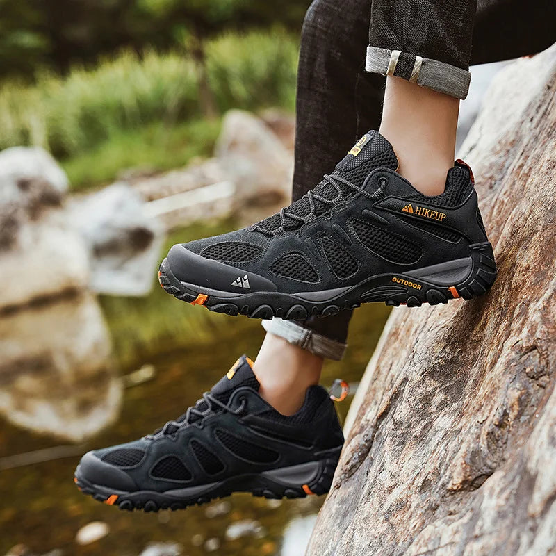 HIKEUP Men Shoes Breathable Splashproof Outdoor Hiking Shoes Mountain Climbing Sport Men Hunting Trekking Sneaker