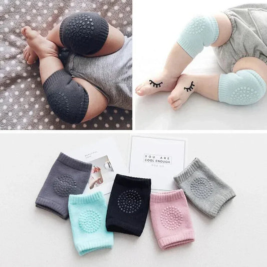 Rodilleras para bebés de color liso con punta de pegamento, antideslizantes, transpirables, para gatear en verano