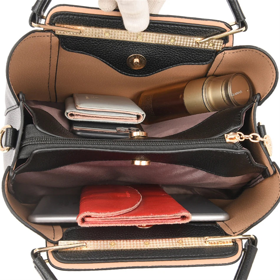 2024 Luxury Women Designer 3 Layers Shoulder Crossbody Bag Ladies Large Capacity Leather Handbags Shopper Brand Messenger Totes