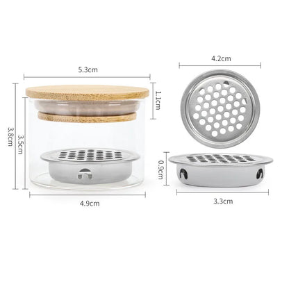 Crystal Glass Powder Liquid Blending Wash Pen Nail Cup Liquid Blending Crystal Cup Nail Tools With Cover Stainless Steel Mesh