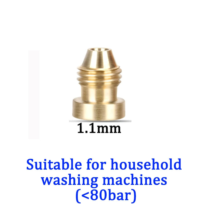 Boquilla de repuesto de latón para cañón de espuma de nieve con núcleo de cobre de 0,9 mm a 1,4 mm, rosca para pistola pulverizadora de espuma de alta presión.