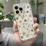 Honeybee Flower Pattern Clear Case For Xiaomi 14T Cases Xiaomi 13 12 11 Lite 5G 14 13T 12T 12X Poco M6 X6 X5 X3 F5 F6 Pro Cover