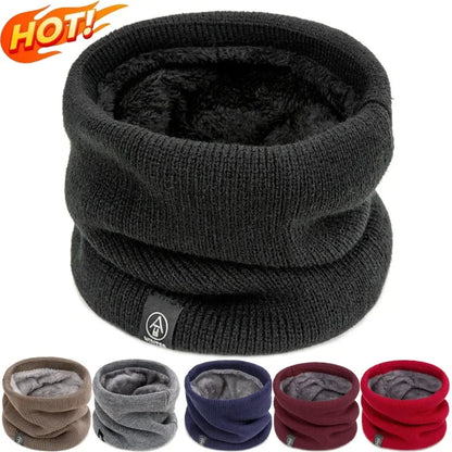 New Warm Neck Cover Neckerchief Winter Plush Muffler Woolen Knitting Fashion Solid Color Men Women Cold-proof Scarf Outdoors