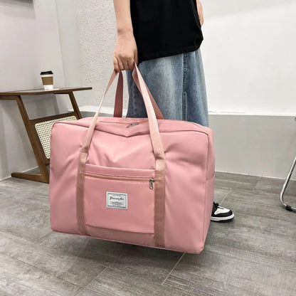 1pc rosa/azul/cinza viagem grande capacidade saco de armazenamento zíper saco de esportes portátil versátil bolsa de ginásio pequeno, médio e grande