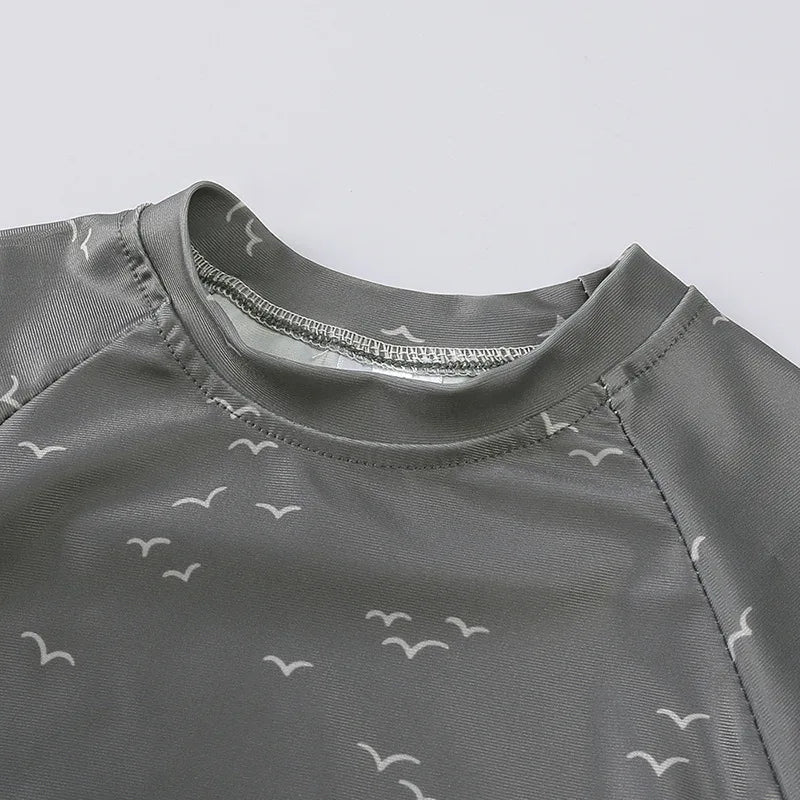 2025 Summer Baby Boys Swimsuit Long Sleeves One Piece Swimwear for Kids Toddler Cartoon UPF50+ Rash Guards Infant Bathing Sui