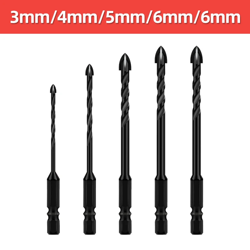 Cross Hex Drill Bit Set For Concrete Porcelain Tile Glass Metal Professional Multifunction Drill Bits Kit Tools Carbide Drills