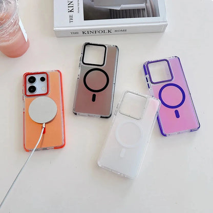 Colorful Magnetic Magsafe Phone Case For Xiaomi Redmi Note 14 Pro Plus 13 POCO X7 Pro 4G 5G Matte Candy Translucent PC Cover