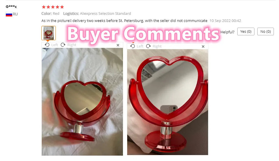 INS Korean Style Heart Shaped Cosmetic Mirror Acrylic Transparent Base Makeup Mirror Double Side Home Bedroom Desktop Mirror