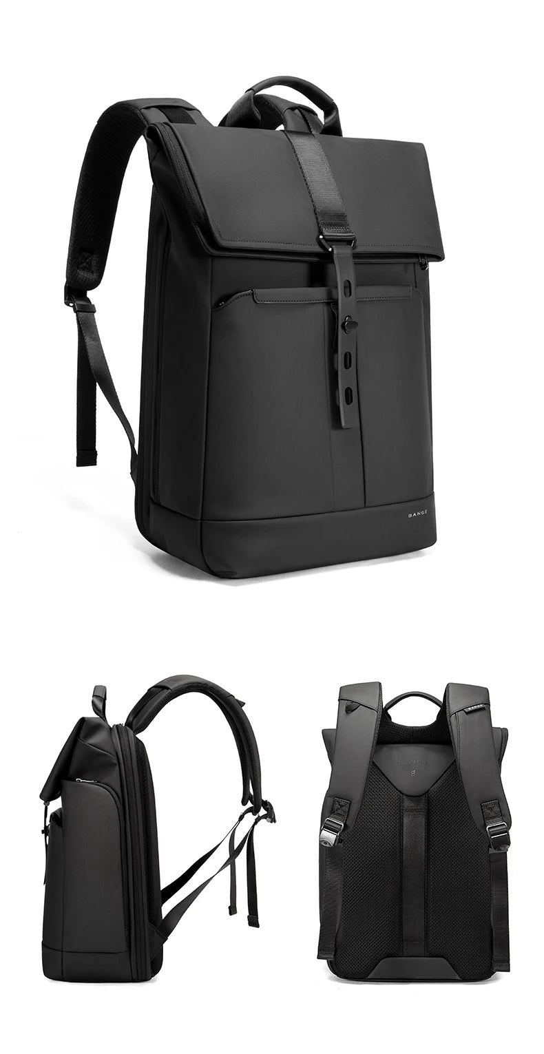 BANGE 15.6-inch laptop Men's business backpack waterproof multi compartment travel bag Black backpack suitable for men and women