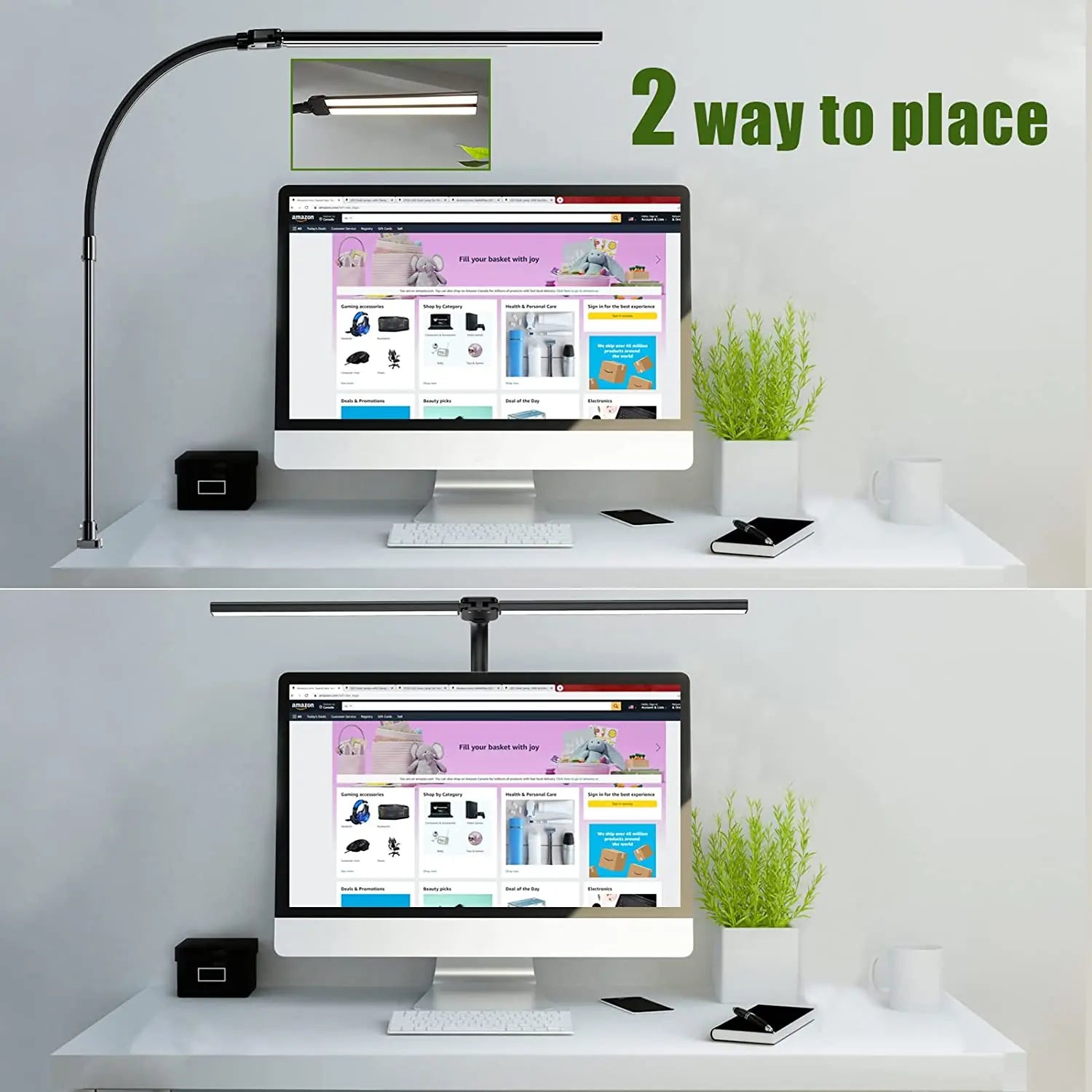 Lámpara de escritorio con Control remoto y Clip LED de doble cabezal, lámpara de mesa para arquitecto, iluminación para el hogar y la Oficina, 5 modos de Color y 5 regulables
