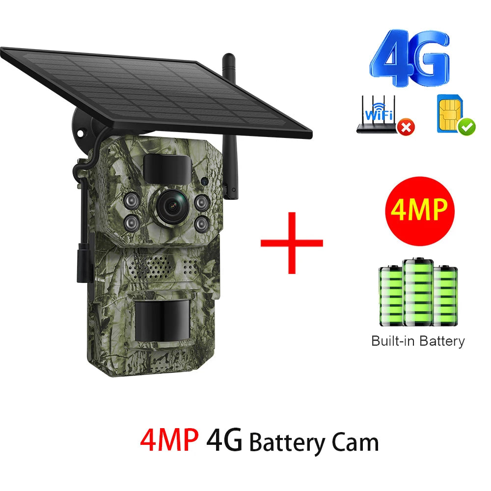 INQMEGA4G 2K 5MP PIR Motion Activated  Trigger Time Night Vision IP66 Hunting Trail Wildlife Battery Solar Camera Forest
