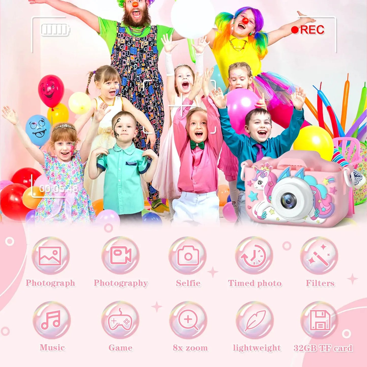 Cámara digital para niños de 1080P HD, cámara de vídeo de 2 pulgadas con funda de silicona, ideal para Navidad y cumpleaños.