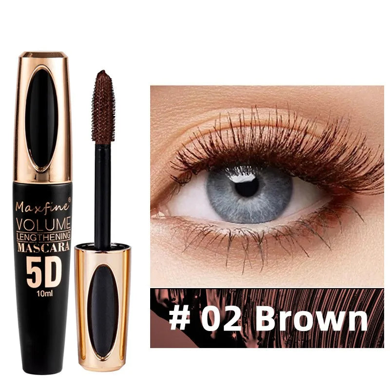 Máscara de pestañas de seda 5D con ojos grandes, contenido y longitud negros fuertes y duraderos, resistente al agua y antiaglomerante, y de duración prolongada.