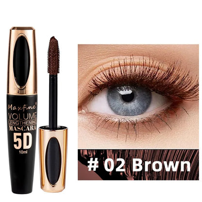 Máscara de pestañas de seda 5D con ojos grandes, contenido y longitud negros fuertes y duraderos, resistente al agua y antiaglomerante, y de duración prolongada.