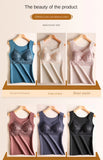 Women Winter Velvet Padded Vest Thermal Underwear Camisole Warm Sling Vest Tops 2-in-1 Built-in Bra Undershirt Intimate