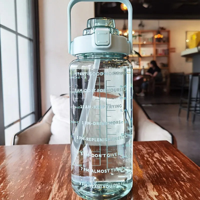 2025 Spring/Summer 2L Large Capacity Outdoor Plastic Bouncing Straw Sports Water Bottle Leak-proof Portable Refill Cups