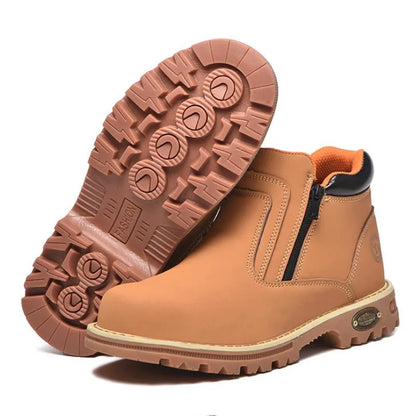 Zapatos de trabajo para hombre, zapatos de seguridad impermeables, botas de cuero antichispas para hombre, zapatos de soldador antideslizantes y antiperforación para hombre, zapatos de trabajo negros.
