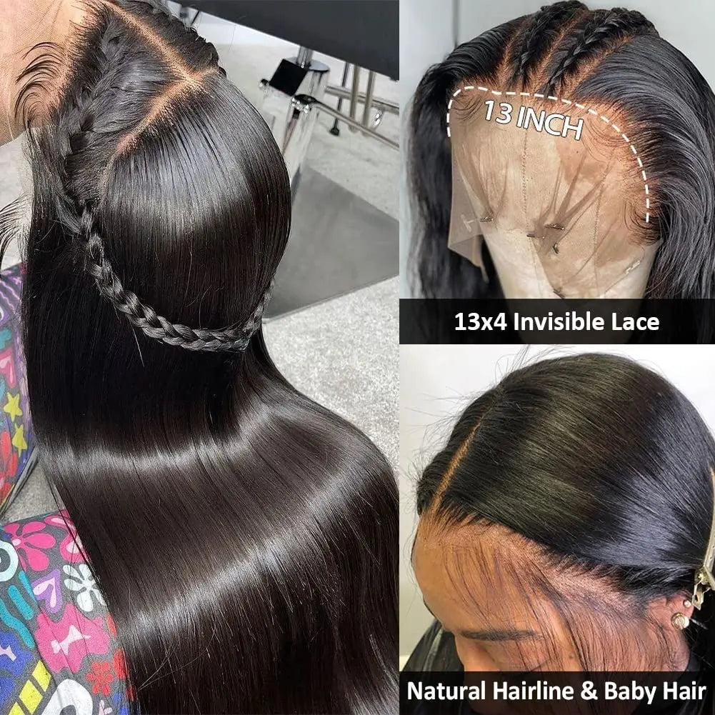 HD Lace Frontal Wig 13x6 13x4 Lace Front Wig Human Hair 30 Inch Bone Straight Transparent Lace Human Hair Wigs 4x4 HD Closure Wig