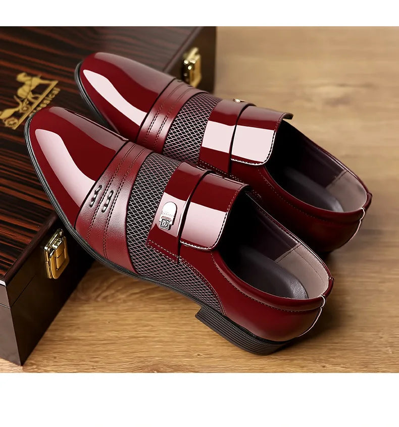 Men's Luxury Lacquer Oxford Wedding Shoes, Pointed Toe Dress Shoes for Men, Classic Business Men's Leather Shoes, Big Size 38-48
