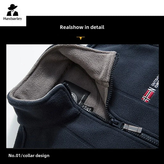 Chaqueta polar de esquí para exteriores para hombre, otoño e invierno, marca, gruesa, muy fría, de felpa, con solapa, informal, para nieve, cortavientos
