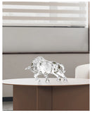 Room Decor Animal Ox Sculpture Ornaments Acrylic Crystal Crafts Statue Living Room Office Desktop Decoration Nordic Artwork Gift