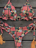 Conjunto de bikini sexy 2021 de 2 piezas con estampado de calor, traje de baño deportivo para mujer, ropa de playa, traje de baño push-up acolchado, mono de baño exquisito