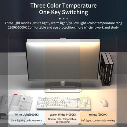 Barra de luz led para monitor, tela regulável stepless, luz suspensa, 50cm, lâmpada de mesa para cuidados com os olhos, lâmpada de mesa alimentada por usb para trabalho, laptop