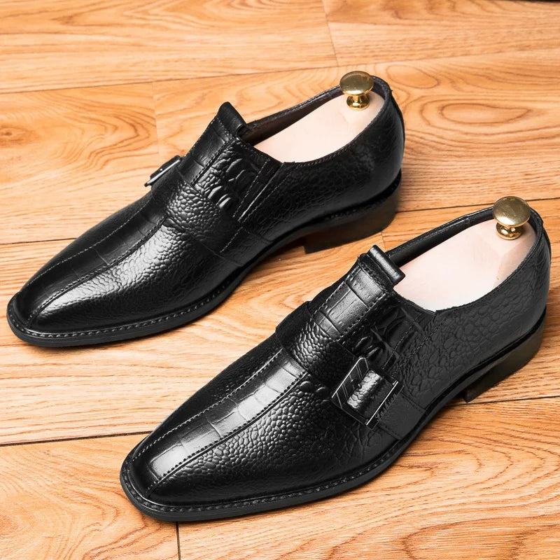 British Style Genuine Leather Wedding Oxfords Business Shoes Mens Casual Leather Crocodile Pattern Office Work Shoes Dress Shoes