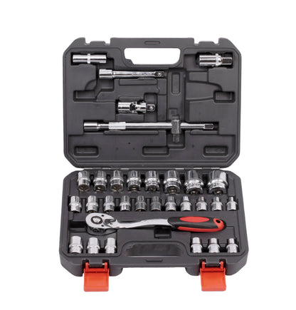 New SS13032A 32PCS 12.5mm Auto Repair Metric Socket Wrench Tool Set Box