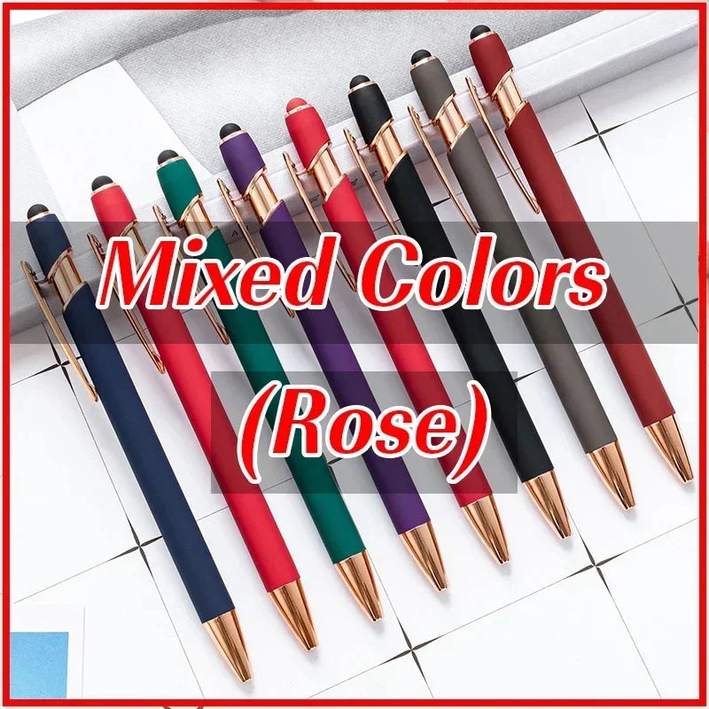 20-200 Pens Wholesale Metal Ballpoint Pen Touch Screen Pen Office School Advertising Pen Custom Logo Text Laser Engraving