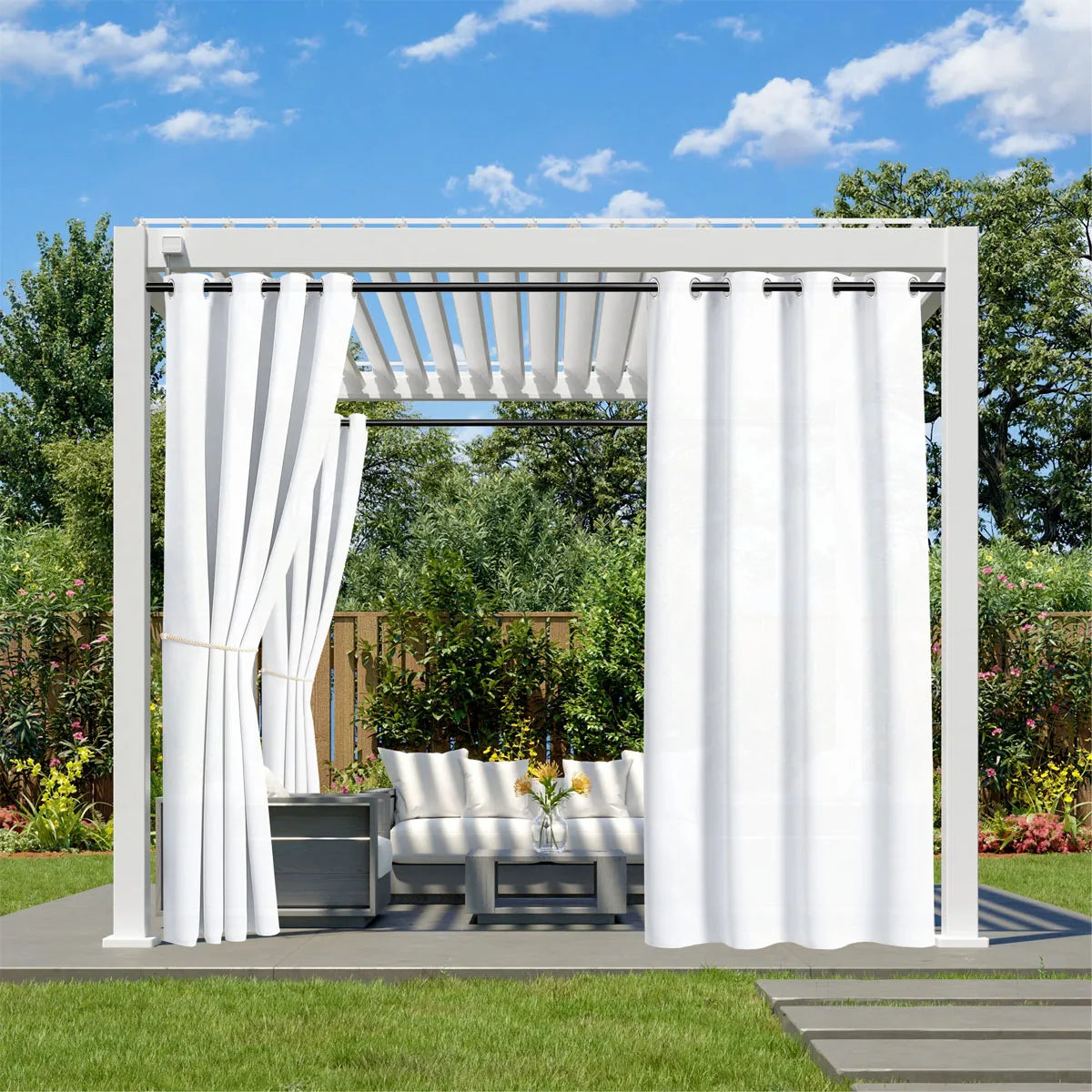 1PC, Waterproof Outdoor Grommet Curtain For Patio Gazebo Front Porch Pergola