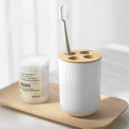 Bathroom Accessories Set Soap Dispenser Bottle Dish Washroom Toothbrush Holder Cup Suit Lotion Rack Toilet Brush Garbage Can