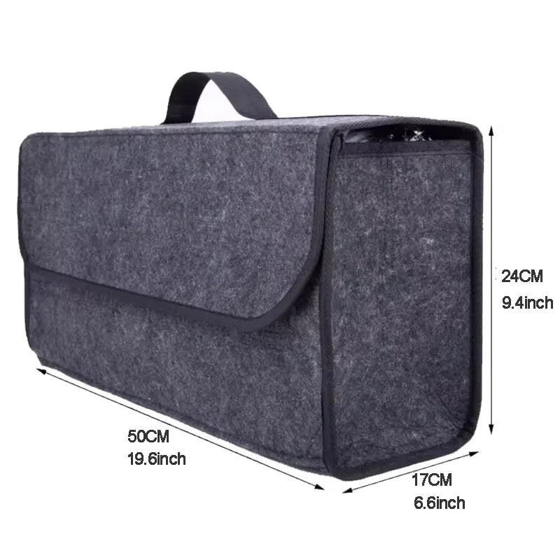 Gray Anti Slip Compartment Boot Storage Organizer Tool Car Storage Bag Car Trunk Organizer Soft Felt Storage Box Car Accessories