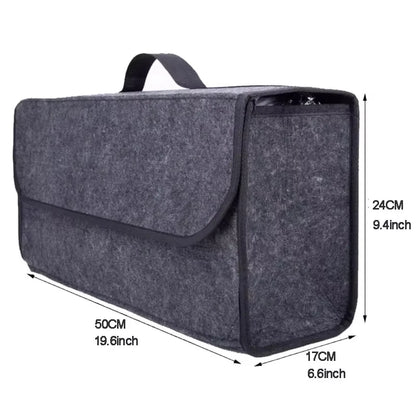 Gray Anti Slip Compartment Boot Storage Organizer Tool Car Storage Bag Car Trunk Organizer Soft Felt Storage Box Car Accessories