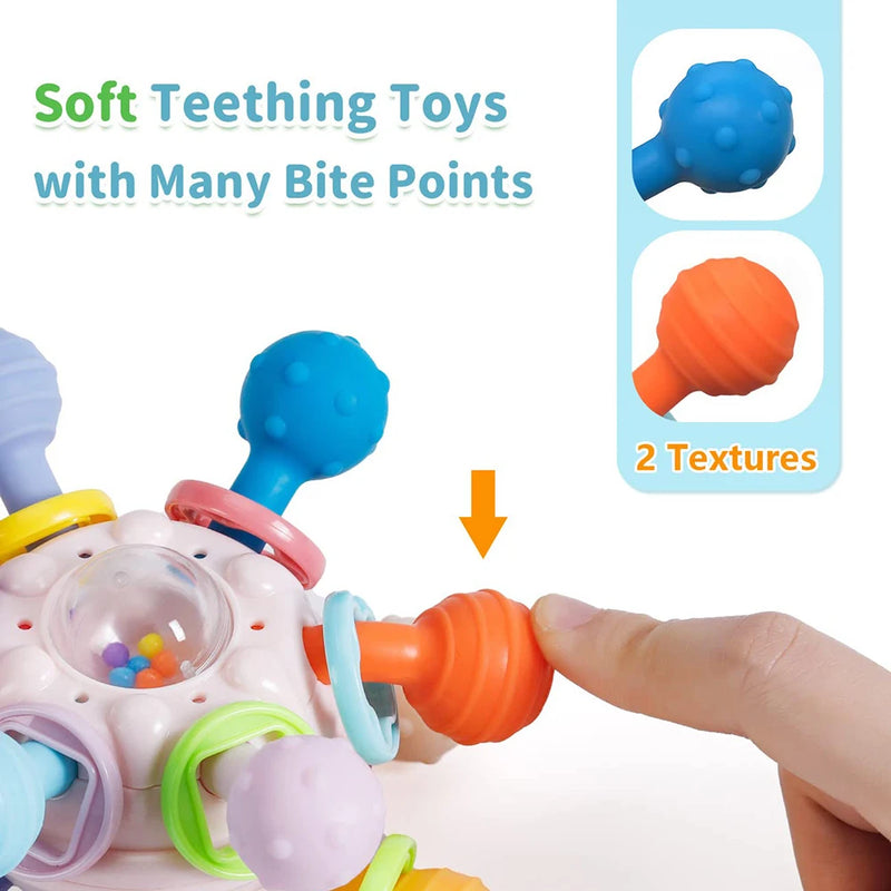 Baby Toys 0 12 Months Rotating Rattle Ball Grasping Activity Baby Development Toy Silicone Teether Sensory Toys for Babies Gifts
