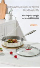 Titanium Stainless Steel Frying Pan Nonstick Wok Uncoated Pot Egg Steak Skillet Home Induction Cooker Gas Stove Kitchen Cookware