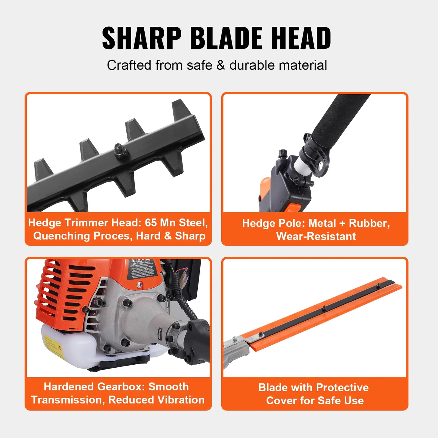 VEVOR 33CC 6-in-1 Multi-Functional Trimming Tool Gas Hedge Trimmer/Weed Eater/Brush Cutter/Pole Chainsaw Pruner w/Extension Pole
