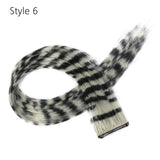 Stripe Printed Clip-in Hair Extensions Colorful Synthetic Hair Highlights 18 Inches Straight Wig Hairpieces for Daily Use Party