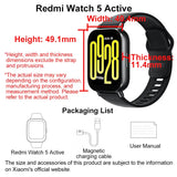 NEW Xiaomi Redmi Watch 5 Active Smart Watch, 2" LCD Display All Day Heart Rate Blood Oxygen Monitoring Bluetooth Call Smartwatch