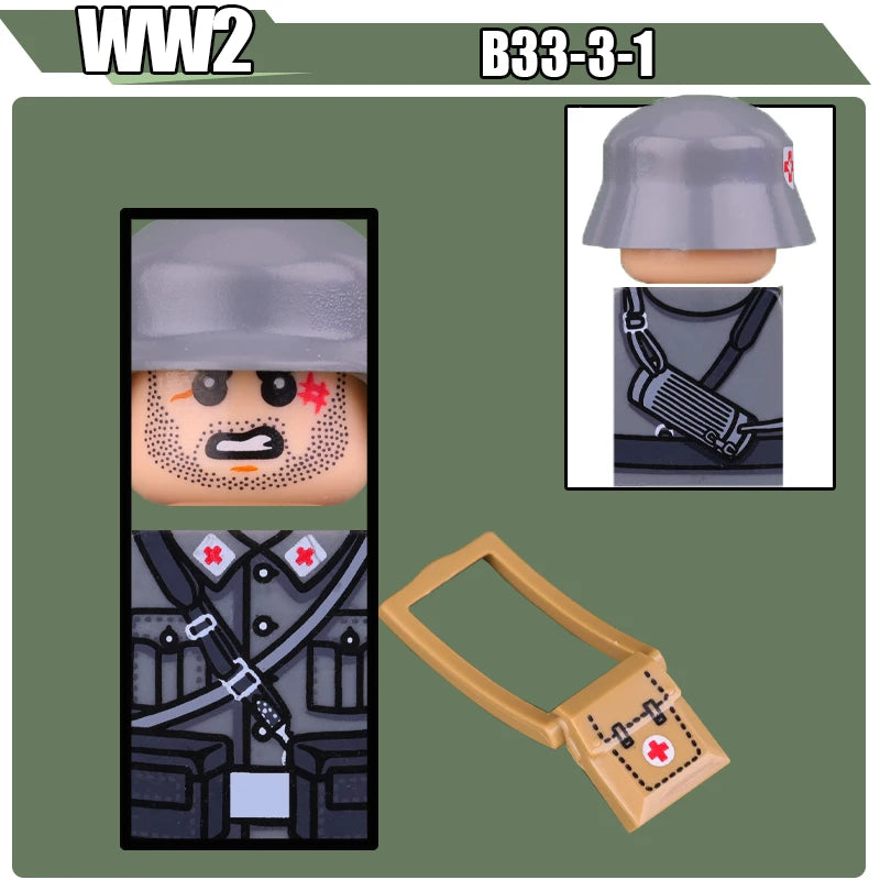 WW2 Military Soldier Figures Building Blocks Soviet British Army German Camouflage Warrior Infantry Accessories Bricks Toys Gift